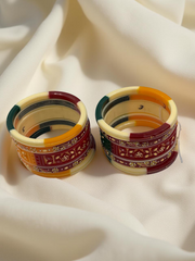Hand-Painted Masterpiece: 22K Gold CNC Fancy Chuda Bangle Set (10-Piece)