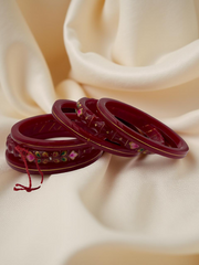 22k Lightweight Gold Bangle Red Variya Set