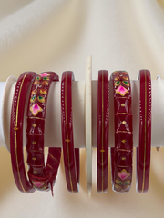22k Lightweight Gold Bangle Red Variya Set