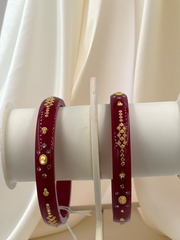 Exquisite Elegance: 22K Gold Fancy Teliya Lightweight Bangles (Set of 2)